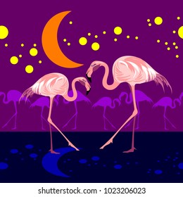 Seamless pattern of flamingo. Vector background