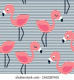 seamless pattern with flamingo vector illustration