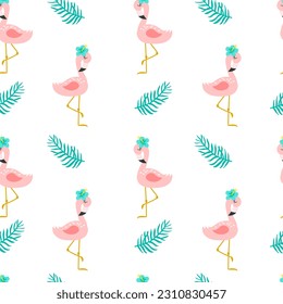 Seamless pattern with flamingo. Vector illustrations