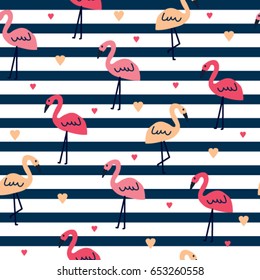 seamless pattern with flamingo, wrapping paper vector illustration, vector textile fabric print