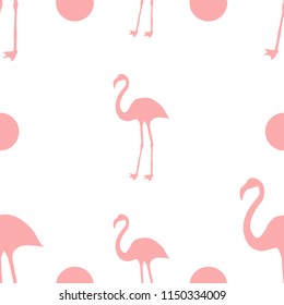 seamless pattern of flamingos on a pink background.