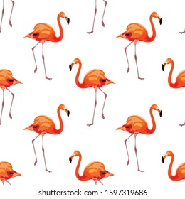 Seamless pattern with flamingos. Stylized flamingo. Wallpaper, print, wrapping paper, banner, poster, promotional material. Vector illustration.