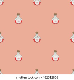 A seamless pattern of flasks on Halloween