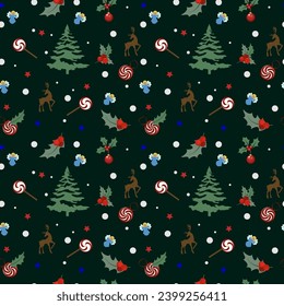 Seamless pattern.  Flat backgriund for Christmas party.
