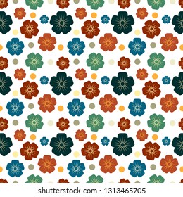 Seamless Pattern Flat Blossom Flower; EPS10, Swatch