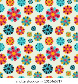 Seamless Pattern Flat Blossom Flower; EPS10, Swatch