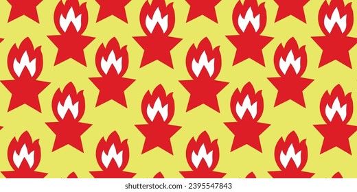 seamless pattern with flat burning star icon in vector.red five-pointed star in vintage soviet style.object for print app website background, pattern, wallpaper, textile