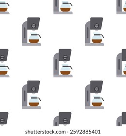 Seamless pattern of flat coffee maker. Vector illustration