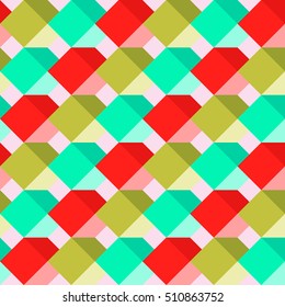 Seamless pattern with flat cubes. Abstract background in bright colors. Vector illustration. A good choice for the background decoration, website, flyers, brochures and presentations in a modern style
