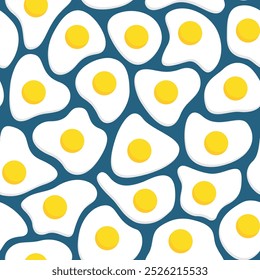 Seamless pattern of flat design style eggs on a dark blue background