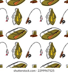 Seamless pattern flat drawings of hiking, camping vector