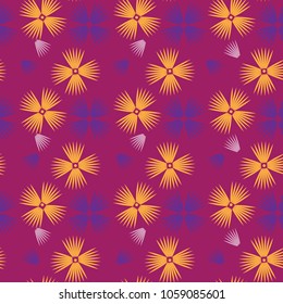 Seamless pattern with flat flowers