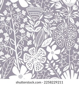seamless pattern with flat flowers