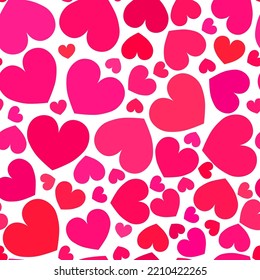 Seamless pattern with flat heart shapes. Vector romantic minimalistic repeatable background.