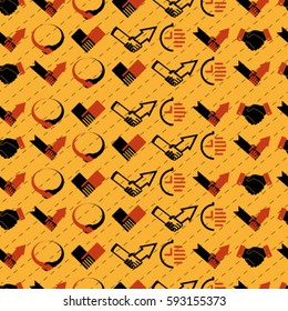 seamless pattern of flat icons handshake boom design space style