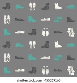 Seamless pattern with flat icons of male shoes