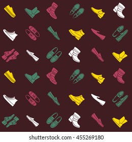 Seamless pattern with flat icons of male shoes