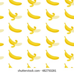 Seamless pattern with flat illustration bananas. isolated on white background