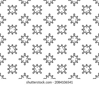 Seamless pattern with flat illustration of novel Coronavirus COVID-19 on white background. Abstract model of nCoV COVID virus. Coronavirus epidemic pattern