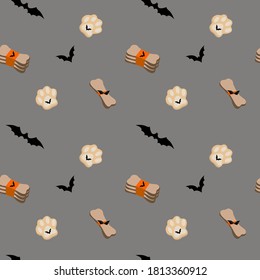 Seamless pattern with flat imagin. Halloween flat background for zoo marker. 