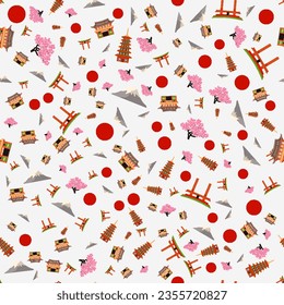 Seamless Pattern Flat Japan Symbol Wallpaper