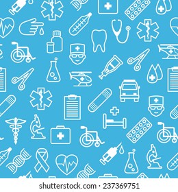 Seamless Pattern With Flat Medical Icons