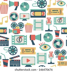Seamless Pattern With Flat Movie Icons