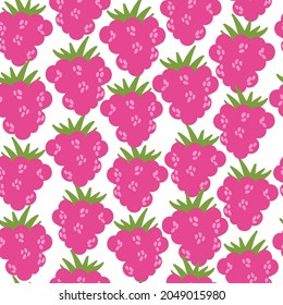 seamless pattern with flat raspberries. vector flat raspberries. illustration isolated on white background