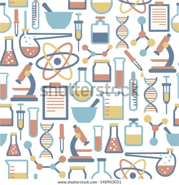 Seamless Pattern Flat Science Icons Stock Vector (royalty Free 