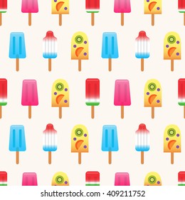  Seamless pattern in flat style with ice cream. 