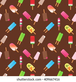  Seamless pattern in flat style with ice cream. 