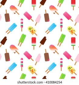  Seamless pattern in flat style with ice cream. 