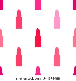 Seamless pattern with flat style lipstick silhouette. Design for background, textile, wrapping paper.