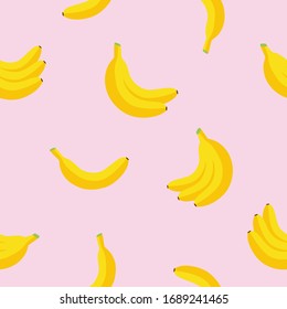Seamless pattern with flat stylized cute banana stickers. Vector illustration