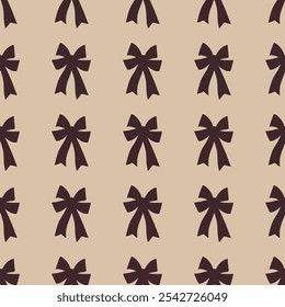 A seamless pattern with flat textured bows and ribbons