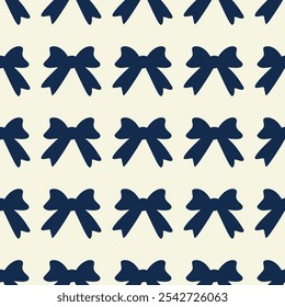 A seamless pattern with flat textured bows and ribbons