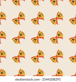 A seamless pattern with flat textured bows
