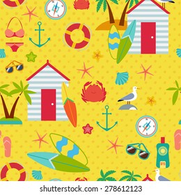 Seamless pattern with flat travel icons eps 10