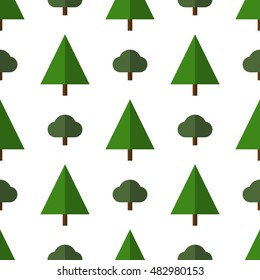 Seamless pattern with flat trees. Vector illustration