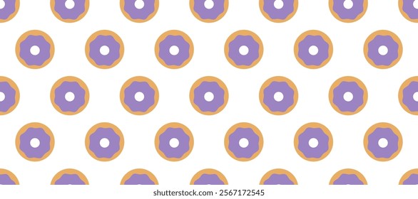 Seamless pattern. Flat vector design. Fast food. Doughnut.