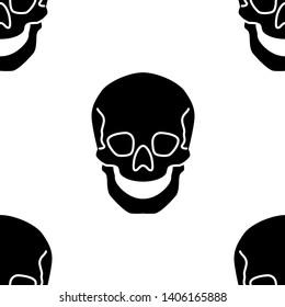 Seamless pattern flat vector skulls black and white