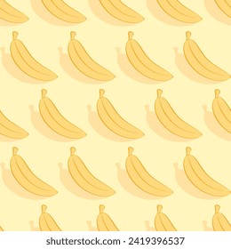 Seamless pattern of flat yellow bananas on a yellow background