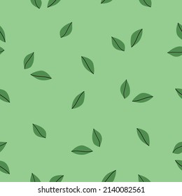 Seamless pattern with flattery on a light green background. Vector illustration simple hand drawn flat style calm Neutral natural