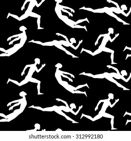 seamless pattern of fleeing people