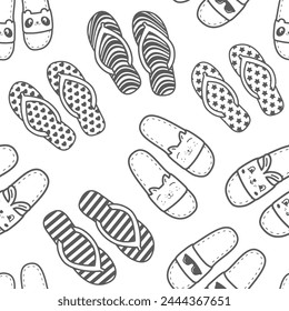 Seamless pattern with flip flops on white background. Vector illustration