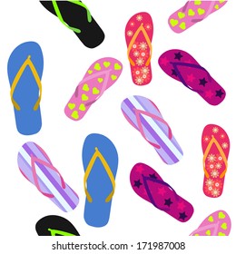 Seamless pattern with flip flops. Summer background.