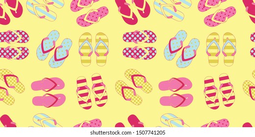 Seamless pattern with flip flops. Vector illustration