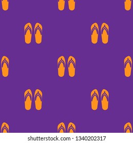 Seamless pattern of flip-flops shoes on purple background. Summer backgrond for print or web