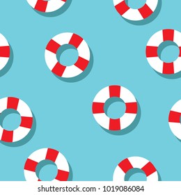 Seamless pattern with float rubber ring vector seamless pattern on a blue background