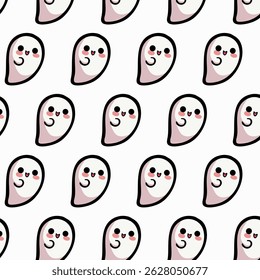 Seamless pattern of floating ghosts, great for fun Halloween textiles, wallpapers, and digital backgrounds.